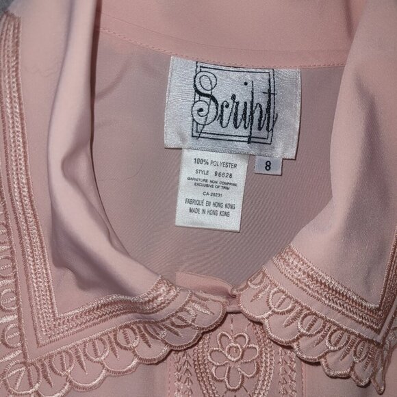 Vintage Script Pink Short Sleeve Blouse 8 - Picture 7 of 7